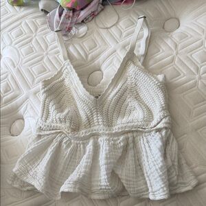 Hollister White Knit Peplum Camisole